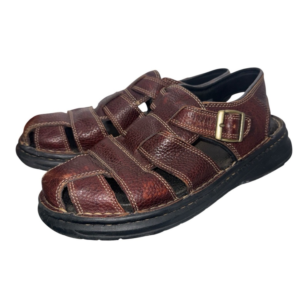Earth Shoes Simon III Mens Brown Leather Fisherman Sandals Strappy Comfort Sz 12